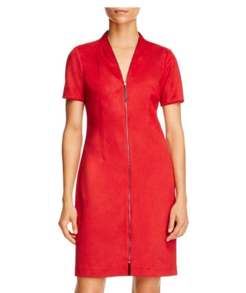 T TAHARI RED MADELINE DRESS - Picture 1 of 6